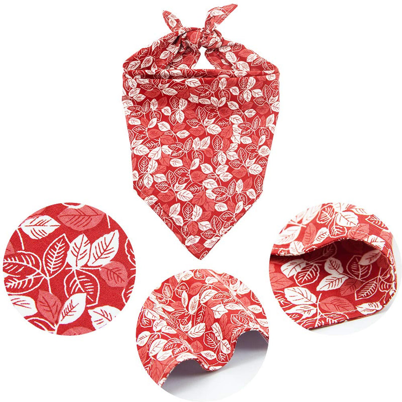 [Australia] - CAROLLIFE Pet Dog Cat Bandana Bibs Triangle Scarfs Adjustable Kerchief Assortment Hankies with Soft Cotton Material for Puppy Dogs and Pet Cats red leaf 