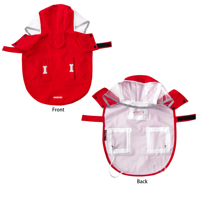 Dog Waterproof Raincoat with Poncho Hoodie, High Reflective Adjustable Yellow Pet Rain Jacket with Leash Hole for Small Medium and Large Dogs X-Small Red - PawsPlanet Australia