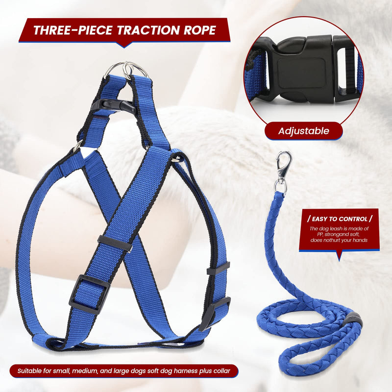 Dog Harness and Leash Set with Collar - Heavy Duty & Adjustable Basic Harness for Small Medium and Large Dogs XS(Neck 11-13 in, Chest 11-17 in) - PawsPlanet Australia