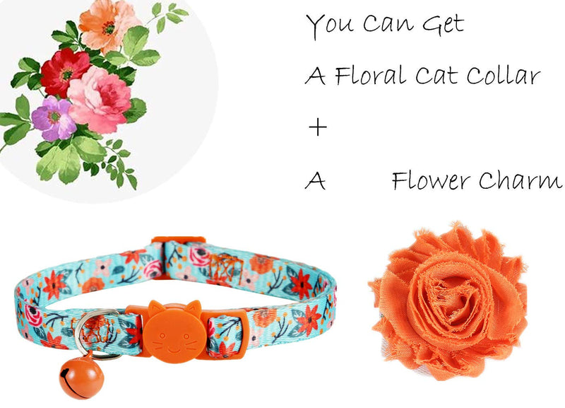 BoomBone Girl Cat Collar with Removable Flower and Bell, Breakaway Floral Kitten Collar - PawsPlanet Australia