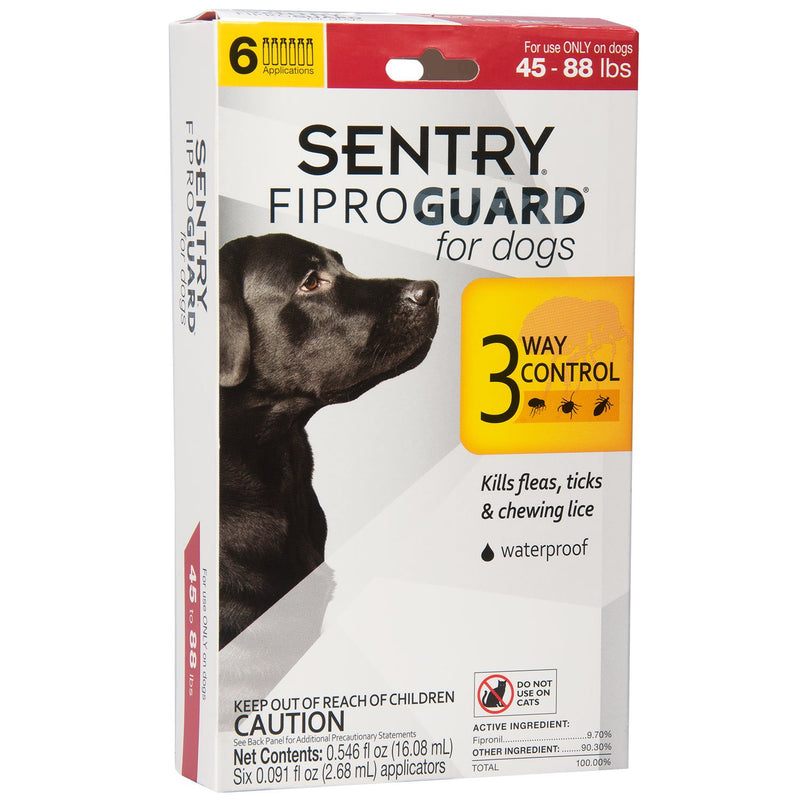 SENTRY Fiproguard for Dogs, Flea and Tick Prevention for Dogs (45-88 Pounds), Includes 6 Month Supply of Topical Flea Treatments - PawsPlanet Australia