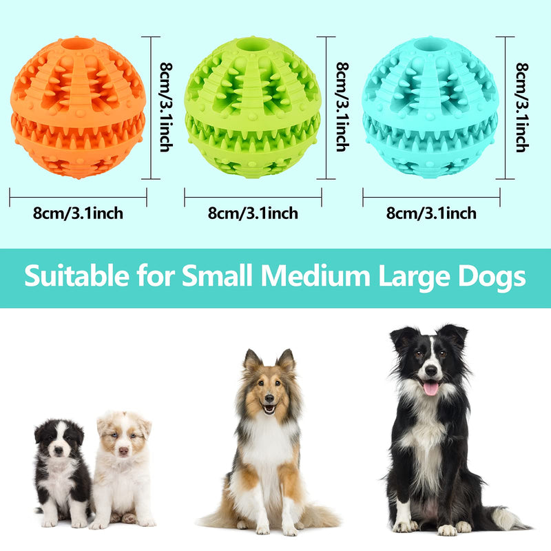 Bojafa Dog Toys Ball Durable Dog Puzzle Teething Toys for Boredom Small Medium Large Dog Teeth Cleaning Treat Dispensing IQ Training Toy (8 CM Large, Cyan) - PawsPlanet Australia