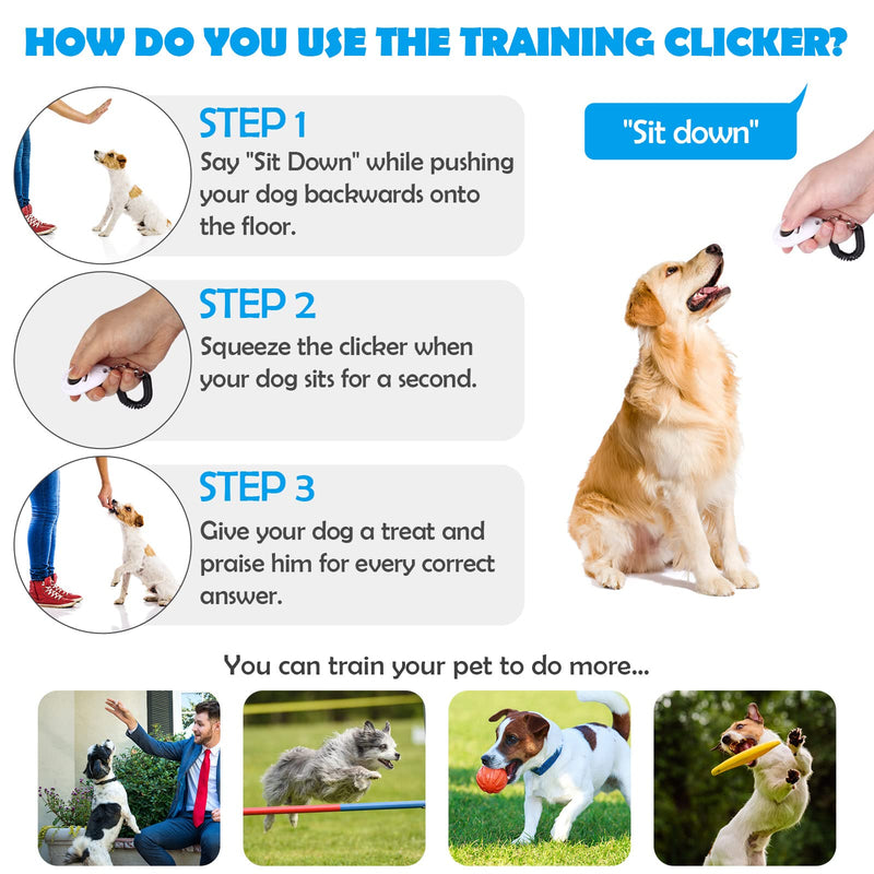 OYEFLY Dog Clicker [2 Pieces, Multi-Color] Training Clicker with Carry Strap for Dog, Cat, Horse (Blue and White) - PawsPlanet Australia