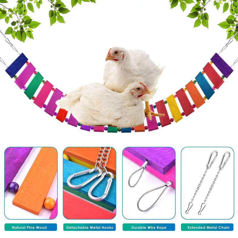 KATUMO Chicken Swing, Colorful Chicken Toy Hanging Stand Perch Toy Handmade Chicken Coop Accessory Bird Swing Toy for Chicken, Hens, Birds, Parrots Training, Total Length 112cm/44.09'' Multicolor - PawsPlanet Australia