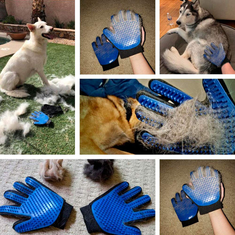 [Australia] - Pet Grooming Glove - Gentle Pet Hair Remover Mitt - True Touch Deshedding Glove for Cats, Dogs for Long & Short Fur - Enhanced Five Finger Design for Cat Grooming Gloves Brush(One Pair) 