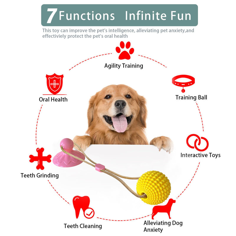 Corn Ball Chew Toys for Aggressive chewers, Interactive Suction Cup Dog Tug of War Toys, Teething Rope Toys for Puppy Boredom, Enrichment Teeth Cleaning for Medium Large Dogs (Pink) Pink - PawsPlanet Australia
