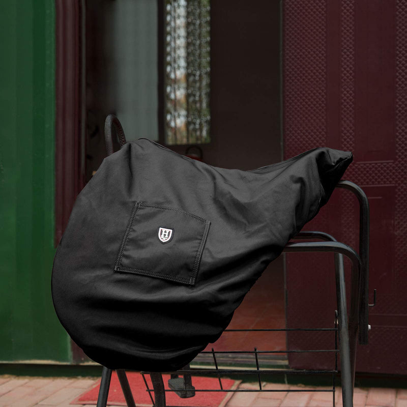 Harrison Howard Premium Waterproof/Breathable Fleece-Lined Saddle Cover Mars Black Dressage-One Size - PawsPlanet Australia