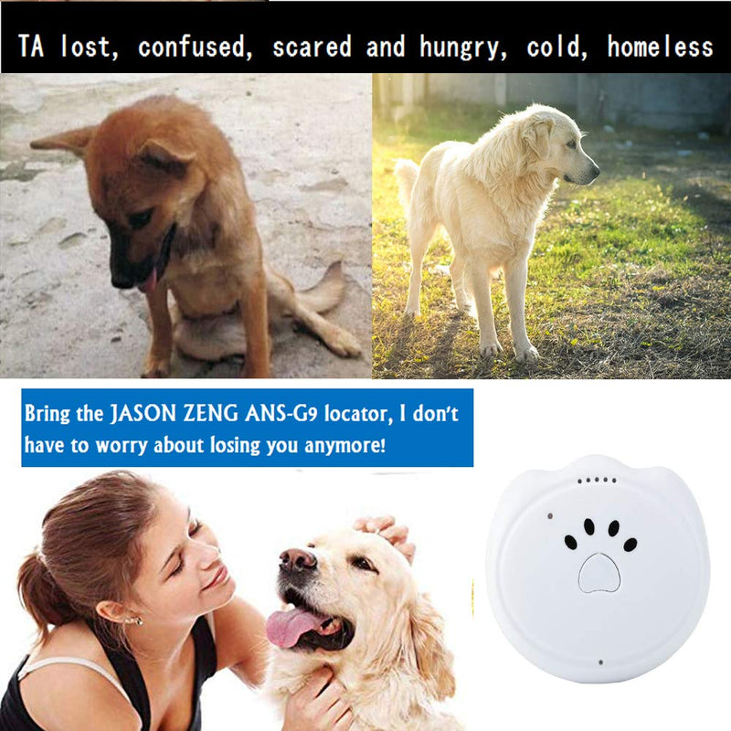 Jason Zeng GPS Pet Tracker & Activity Monitor Intelligent 5-Level Positioning System, No Subscription Fee IP67 Depth Waterproof Pets & Rare Animal Searcher Locator Trajectory Tracking Alarm white - PawsPlanet Australia