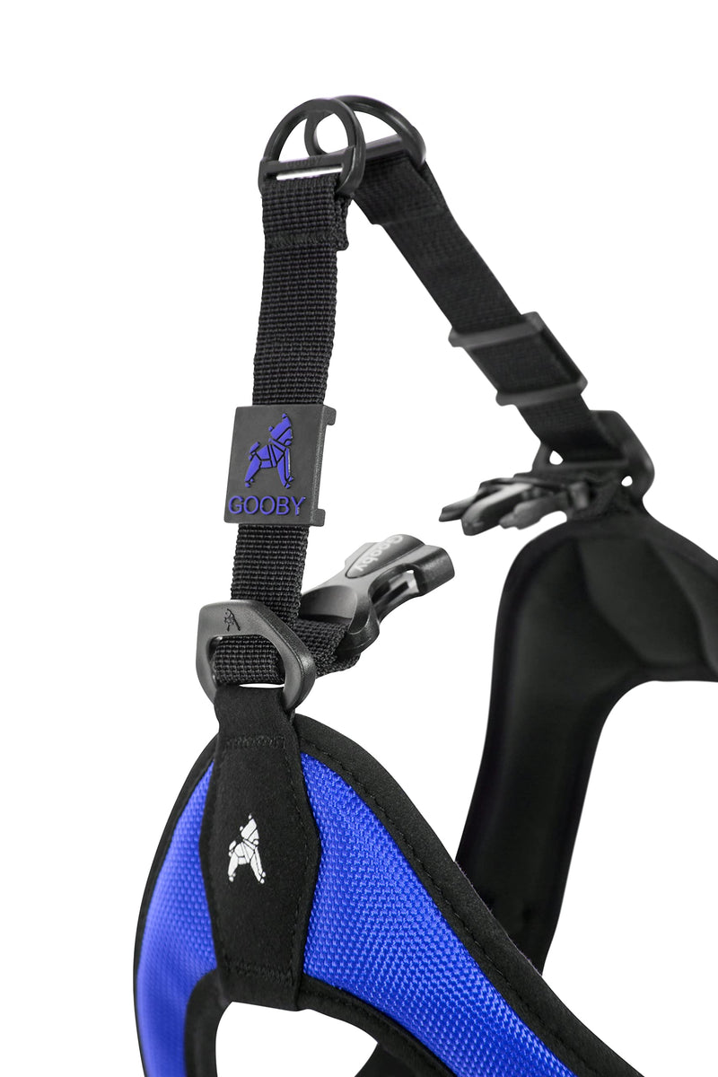 Gooby Escape Free Easy Fit Harness - No Pull Step-in Patented Small Dog Harness with Quick Release Buckle - On The Go No Pull Harness for Small Dogs or Medium Dog Harness for Indoor and Outdoor Use X-Small chest (15~17.25") Blue - PawsPlanet Australia