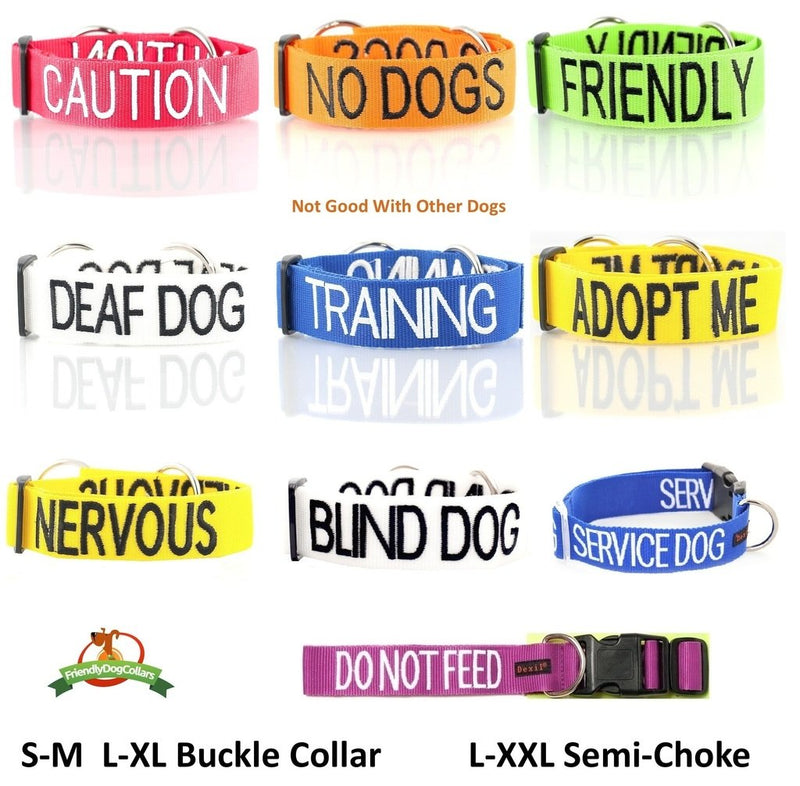 SERVICE DOG (Do Not Disturb/Dog Is Working) Blue Colour Coded S-M L-XL Dog Collars PREVENTS Accidents By Warning Others Of Your Dog In Advance (S-M) Small-Medium Collar - PawsPlanet Australia