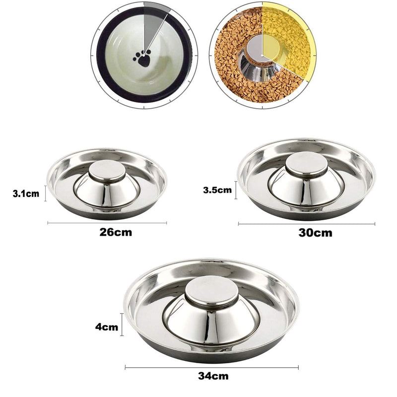 SUOXU Puppy Slow Feed Bowl, Stainless Steel Metal Dog Bowls?Puppy Weaning Bowl Puppy Dish Can be Used for Multiple Puppies to Eat Water Bowl and Dog Food Bowl at The Same Time (26cm/10.2in) S-26CM - PawsPlanet Australia