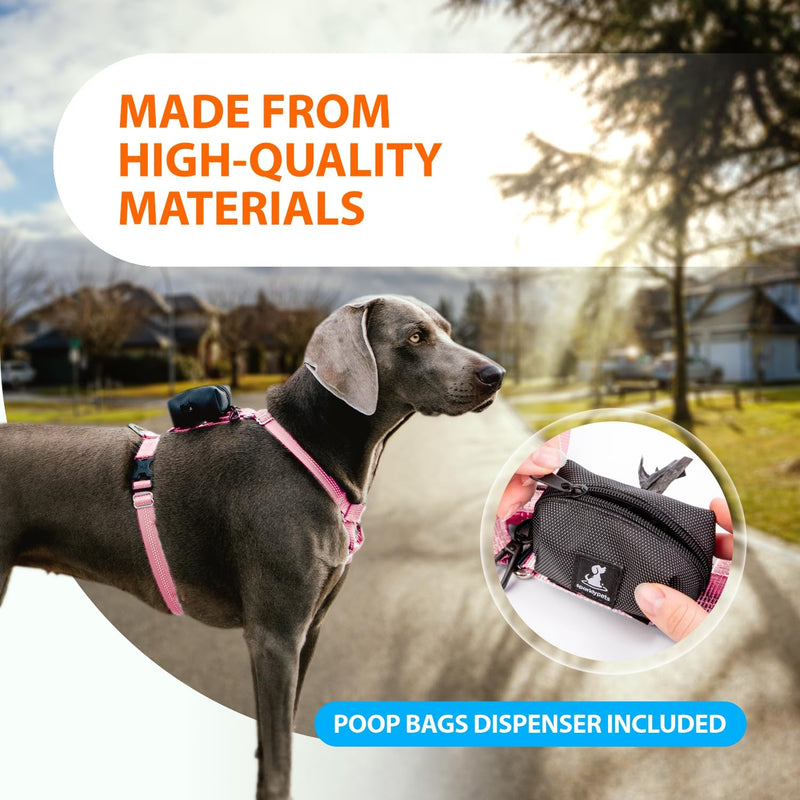 SparklyPets No Pull Dog Harness for Medium & Large Breeds – Easy Walk Harness with Poop Bag Holder – Adjustable Dog Halter for All Body Types (Light Pink, Medium) Light Pink - PawsPlanet Australia