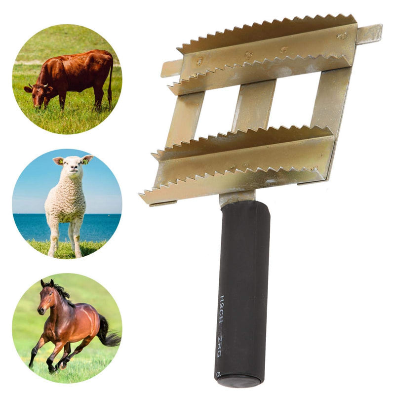 Agatige Livestock Shedding Comb, 2 Side Metal Undercoat Rake Hair Teeth Brush for Cow Horses Goat Big Dogs - PawsPlanet Australia