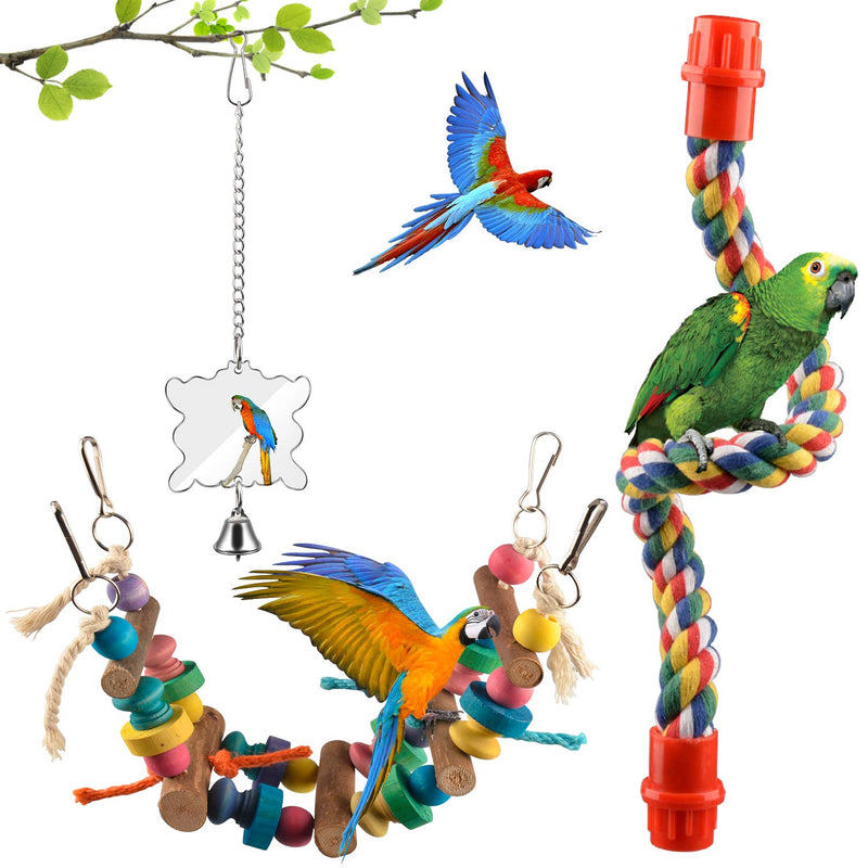 [Australia] - AOPMET Bird Swing Toys 6pcs, Parrot Swing Chewing Toys Hanging Perches with Bells, Pet Bird Swing Chewing Toys for Parakeets Cockatiels, Conures, Parrots, Love Birds 