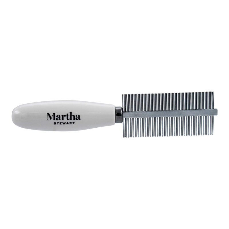 Martha Stewart for Pets Double Sided Comb for All Dogs | 2-in-1 Dog Grooming Comb With Stainless Steel Pins | Removes Fleas & Tangles | for Wet or Dry Dog Coats - PawsPlanet Australia