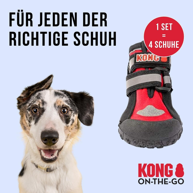 KONG sports shoes for large dogs, 4 pieces in size LI, high-quality paw protection with padding, comfortable shoes for dog paws, easy and safe use, robust and washable material, large red - PawsPlanet Australia