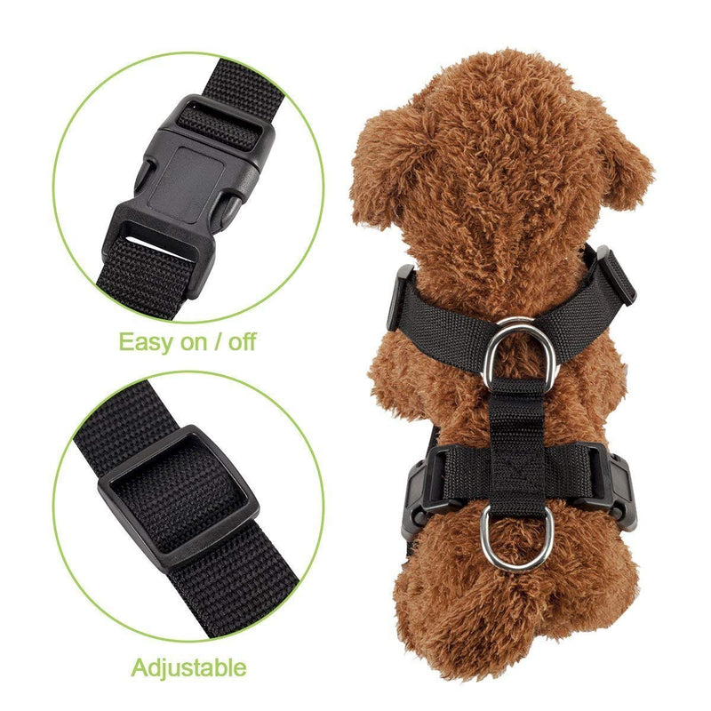 SlowTon Dog Car Harness Seatbelt Set, Pet Vest Harness with Safety Seat Belt for Trip and Daily Use Adjustable Elastic Strap and Multifunction Breathable Fabric Vest in Vehicle for Dogs M Black - PawsPlanet Australia