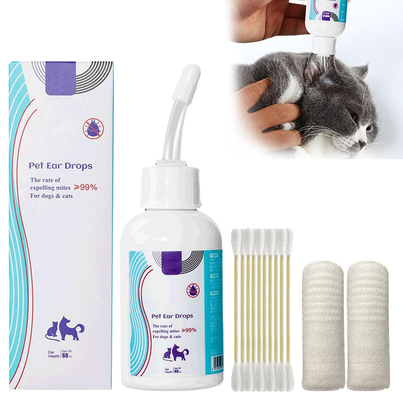60ML Ear Cleaner for Dogs, Ear Cleaner for Dogs and Cats, Gentle Ear Cleaning, Natural Ear Drops, Cleaning Dog Ears, Vet Chamomile Ear Cleaner Dog, Grooming Wipes for Dogs - PawsPlanet Australia