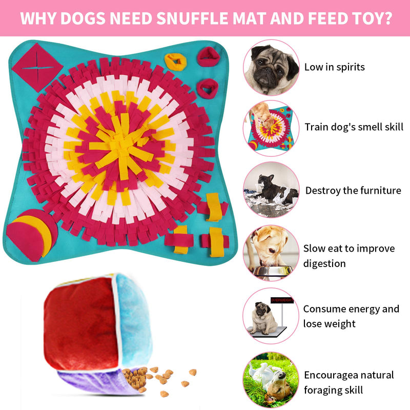 MOSNOW Pet Snuffle Mat with a Feeding Toy,Puppy Brain Training Pad,Pet Feeding Mat for Dogs&Cats,Dog Treat Puzzle Feeder Toy for Boredom,for Training Natural Foraging Skill, Stress Release - PawsPlanet Australia