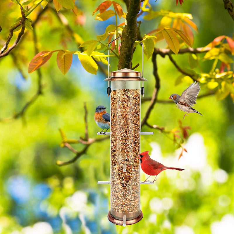 Urban Deco Niger Seed Feeder for Finch Hanging Thistle Seed Feeder Metal Tube Goldfinch Feeder for Garden Outdoor Copper - PawsPlanet Australia