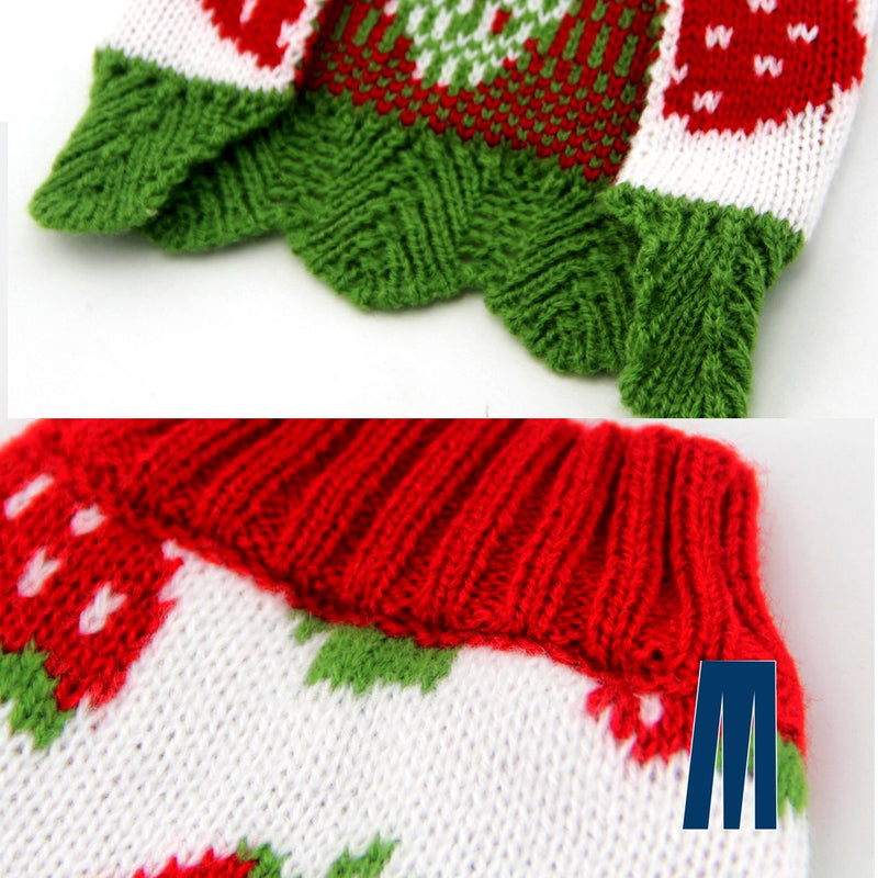 [Australia] - Mikayoo Dog Christmas Sweater, Pet Xmas Sweater, Cat Holiday Sweater, Multiple Design Cold Weather Coat, Holiday Festive Sweater for Dogs or Cats Strawberries M 