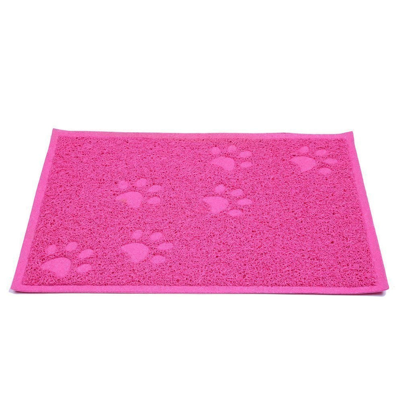 [Australia] - MUEQU Cat Litter Box Mat Pet Food Bowl Mat Cat Litter Trap Mat, PVC, 30 x 40 cm Rose 