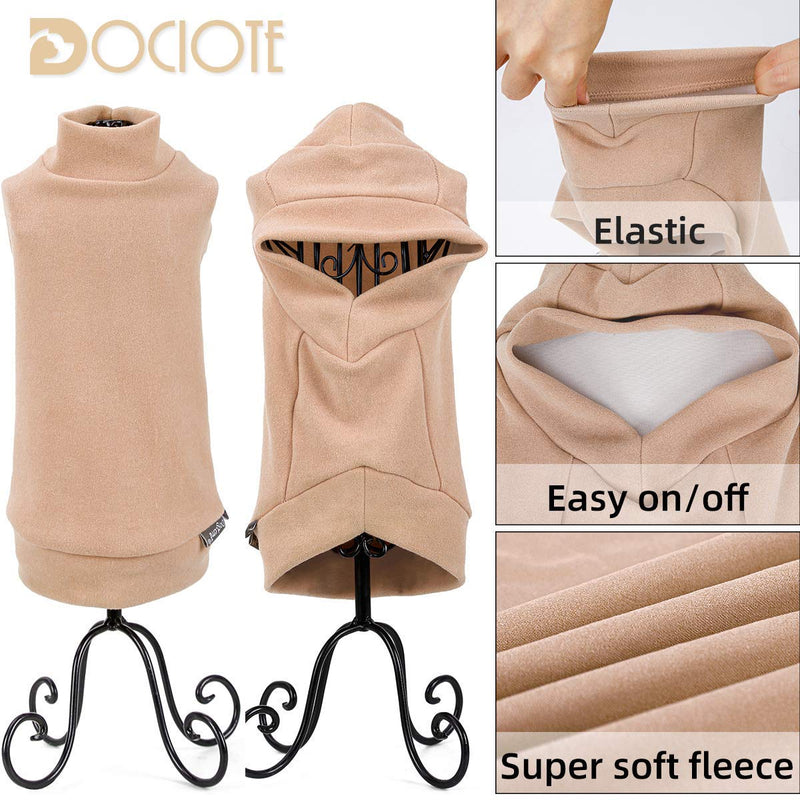 Small Dogs Fleece Dog Sweatshirt - Cold Weather Hoodies Spring Soft Vest Thickening Warm Cat Sweater Puppy Clothes Sweater Winter Sweatshirt Pet Pajamas for Small Dog Cat Puppy Beige - PawsPlanet Australia