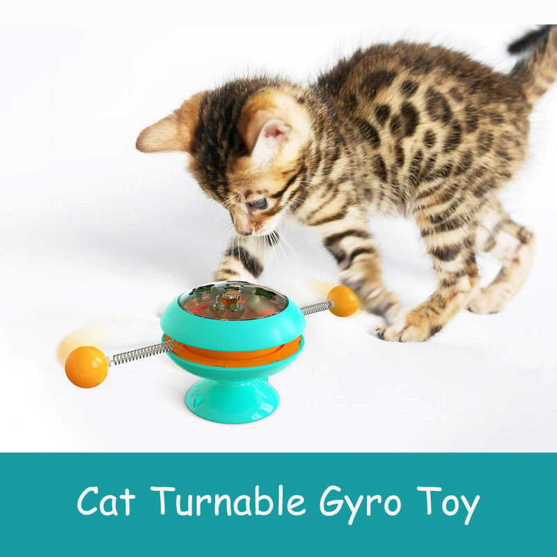 TAOZUA Cat Toy Balls, Interactive Cat Catnip Toy with Strong Suction Cup, Rotating Cat Windmill Toy Indoor Turntable Toy for Cats/Dogs Cat Balls Toy - PawsPlanet Australia