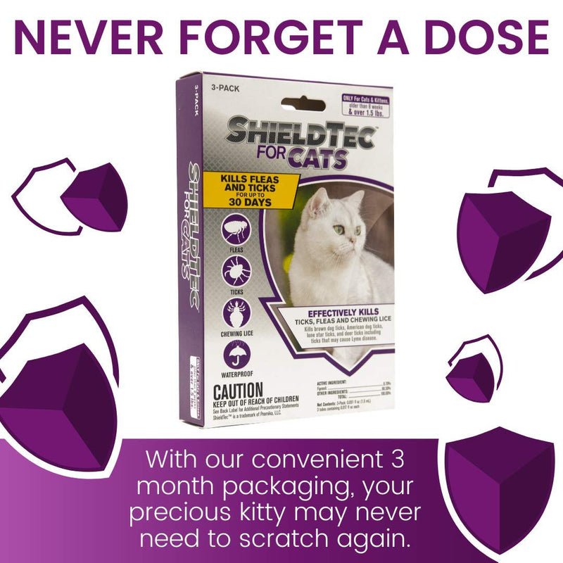 ShieldTec Flea and Tick Prevention for Cats, Kills Chewing Lice, Cat Flea Treatment 3 Dose - PawsPlanet Australia