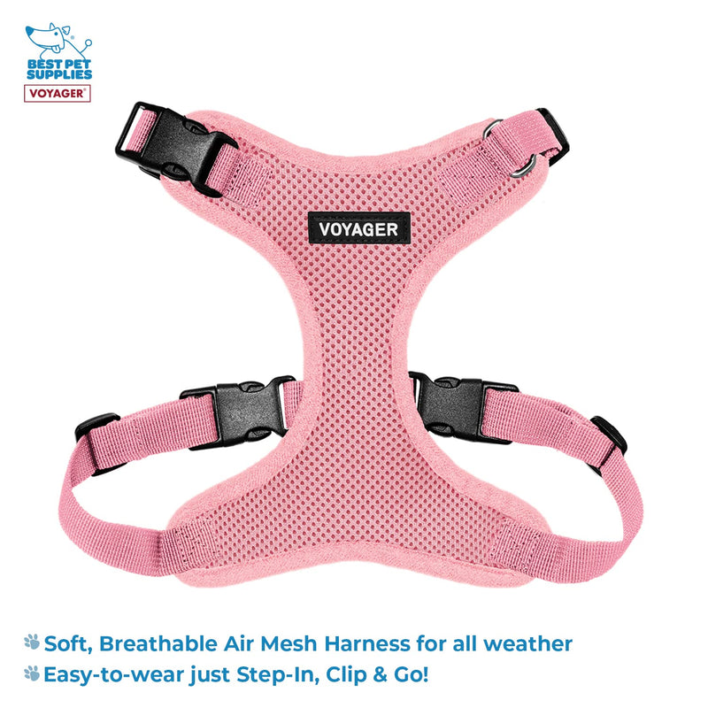 Best Pet Supplies Voyager Step-In Lock Pet Harness – All Weather Mesh, Adjustable Step in Harness for Cats and Dogs XXXS (Chest: 9 - 13" * Fit Cats) 1 Pink (\w Leash) - PawsPlanet Australia