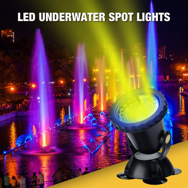 Lychee Waterproof Underwater Spot Lights,Remote Control Amphibious Change Color Submersible Lights for Garden Pond Aquarium Courtyard Swimming Pool Fountain Fish Tank (Set of 1) Set of 1 - PawsPlanet Australia