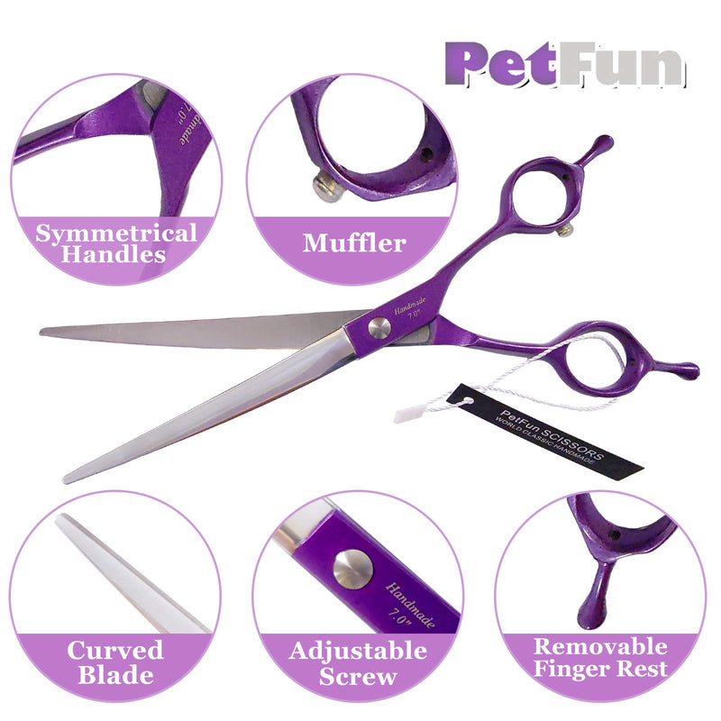 PetFun Dog Grooming Scissors, Pet Grooming Scissors Reversible Curved Scissors Grooming Scissors For Dogs Grooming Shears Tools Lightweight Right Handed 7” - PawsPlanet Australia