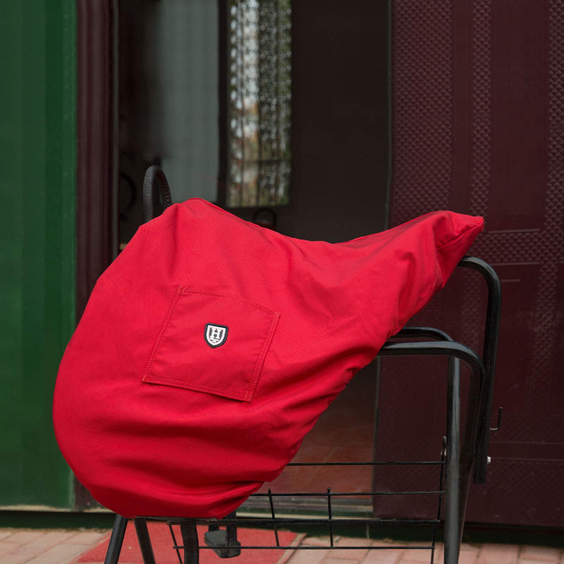 Harrison Howard Premium Waterproof/Breathable Fleece-Lined Saddle Cover Scarlet Red Dressage-One Size - PawsPlanet Australia