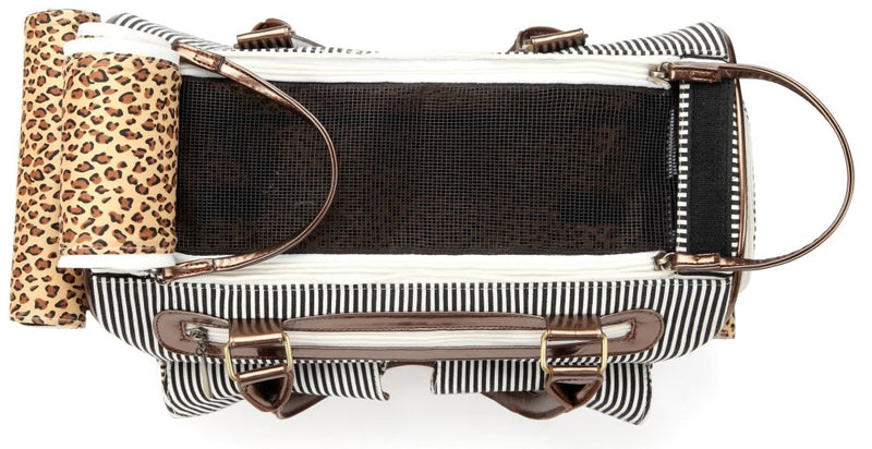[Australia] - Kenox Fashion Dog Cat Pet Carrier Bags Travel Mesh Tote Handbag Stripe 