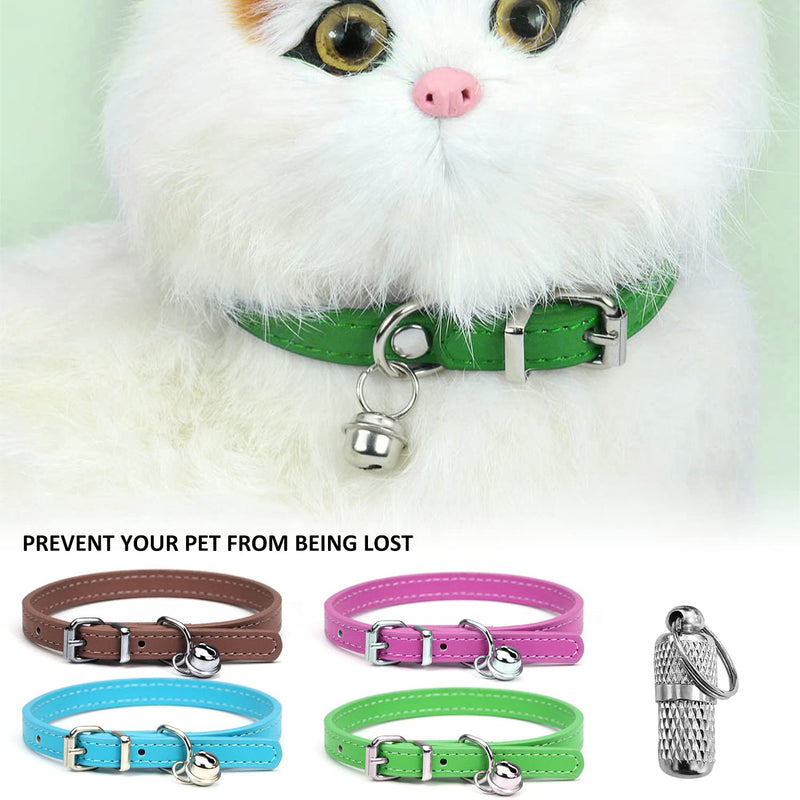 4 Pack Leather Dog Collars with Bell Adjustable Safety Buckle Quick Release Cute Kitten Collars (4 Colors) - PawsPlanet Australia