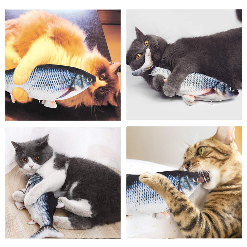 Senneny Electric Moving Fish Cat Toy, Realistic Plush Simulation Electric Wagging Fish Catnip Kicker Toys, Funny Interactive Pets Pillow Chew Bite Kick Supplies for Cat Kitten Kitty 9 Inch - PawsPlanet Australia