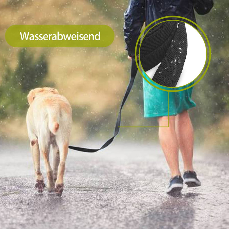 Towing leash for dogs, 10 m robust nylon dog leash, durable training leash with D-carabiner and hand strap for large, medium, small dogs, black - PawsPlanet Australia