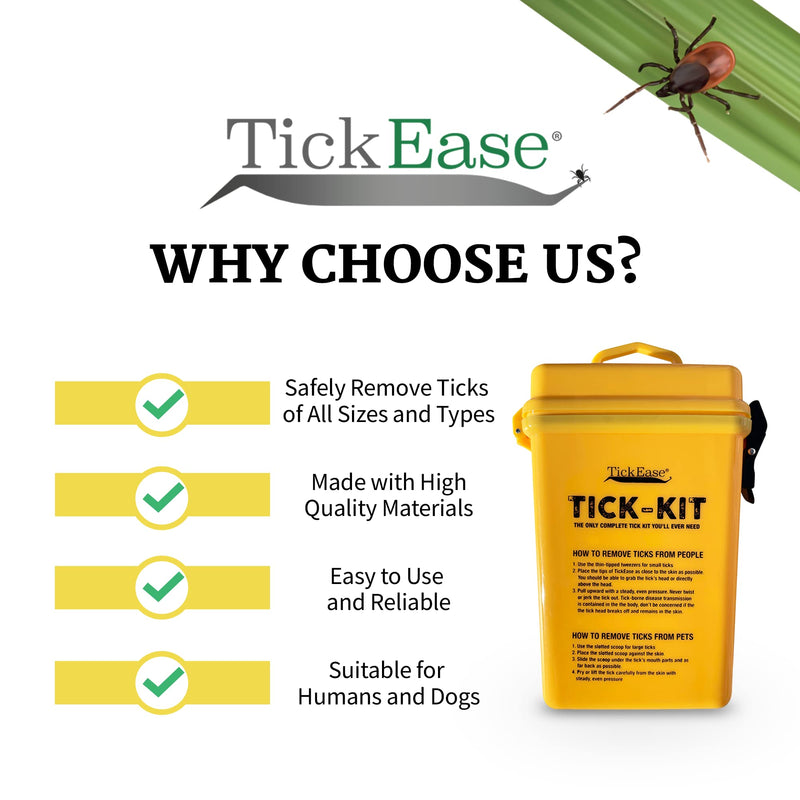 TickEase Tick Kit, Tick Removal Kit for Humans & Pets, First Aid Tick Removal Kit Tick Tweezers, Magnifier, Tick Testing Instructions, Antibiotic Ointment Packets, & More - PawsPlanet Australia