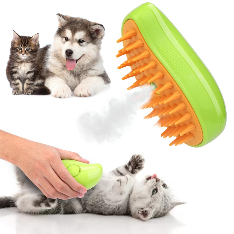 BABORUI Pet Steam Brush, Cat Steamy Brush for Shedding with Water Tank, Multifunctional Wet Cat Grooming Brush Steamer, Rechargeable Steaming Pet Brush for Short or Long Hair Cats/Dogs Green - PawsPlanet Australia