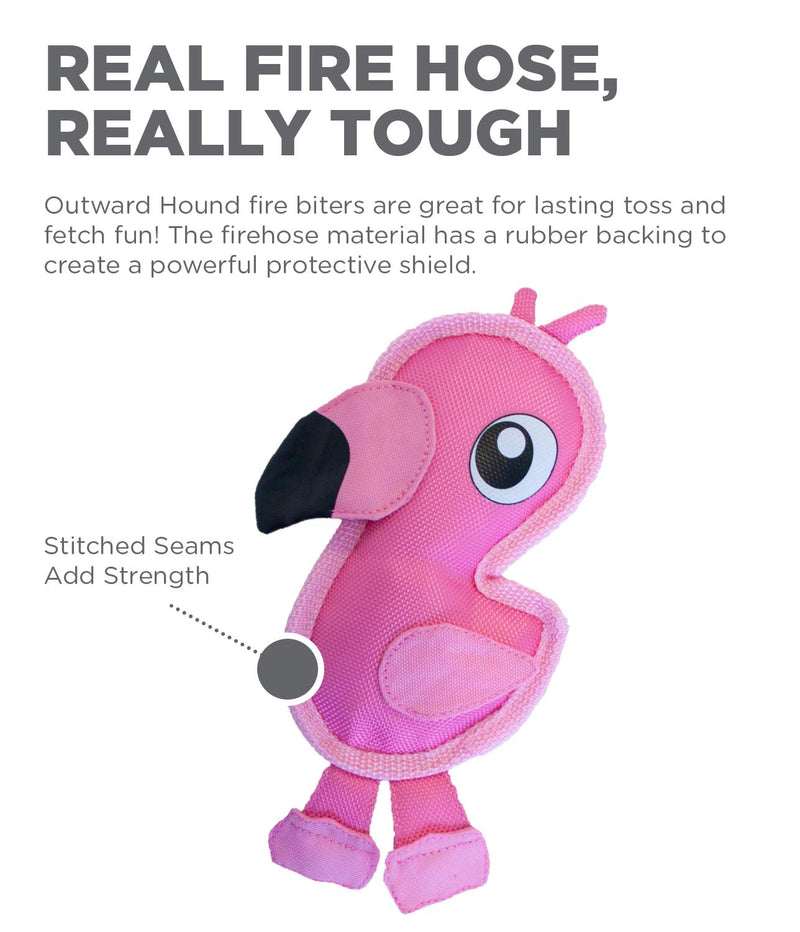 Outward Hound Fire Biterz Durable Tough Dog Toy Made with Firehose Material Small Flamingo - PawsPlanet Australia