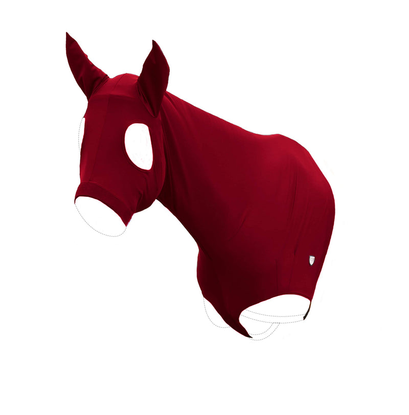 [Australia] - Harrison Howard Lycra Hood Stretch Lycra Horse Hood with Zip Cob (M) Ruby 