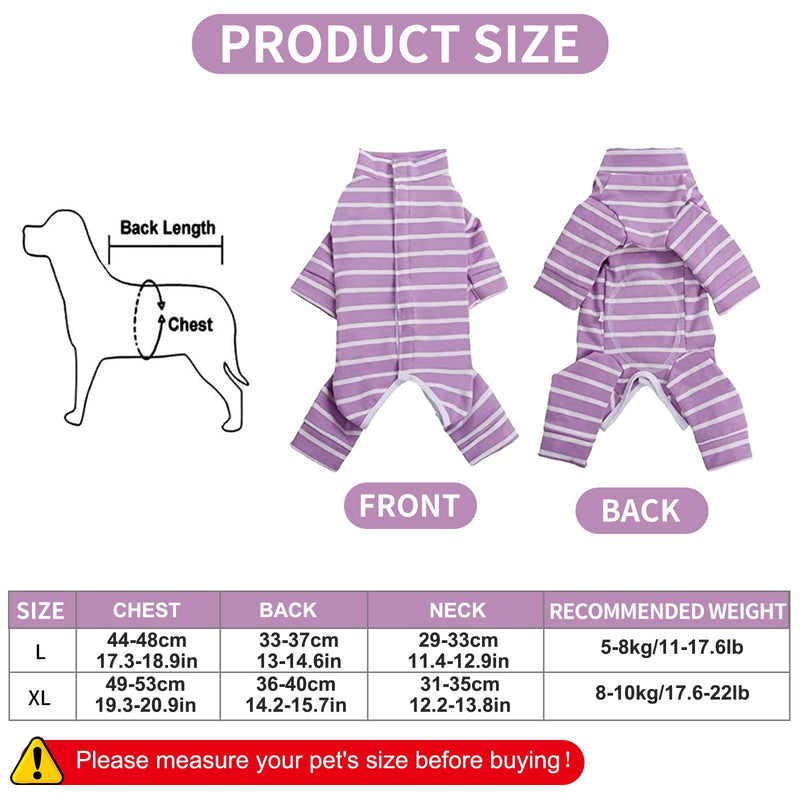 Dog Recovery Suit, Stripe Dog Surgery Suit E-Collar Replacement for Medium Large Dogs Bodysuit Soft Anti-Licking, Wound Protection Pets Medical Shirt (Purple,XL) Purple,XL - PawsPlanet Australia