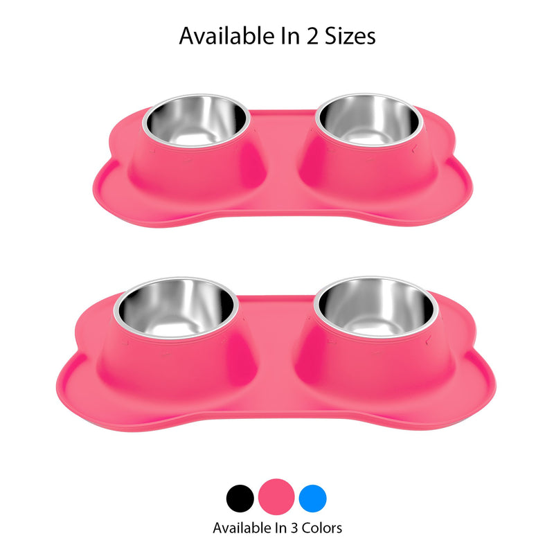 [Australia] - PETMAKER Stainless Steel Pet Bowls Set for Dogs and Cats Pink 24 oz 