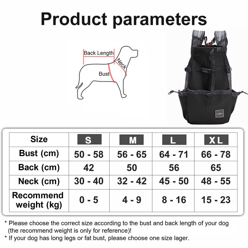 Woolala Light Weight Pet Carrier Backpack for Small and Medium Dogs, Veterinarian Approved Safe Bag for Travel - Easy Take Space Saving - Black S - PawsPlanet Australia
