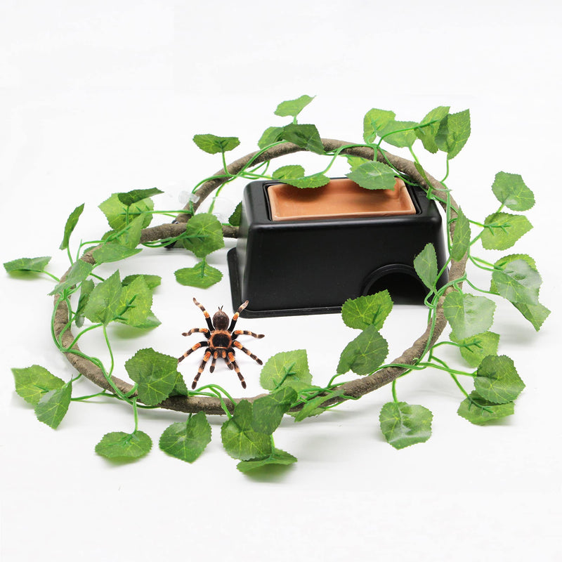 PETWAKEY-ST Reptile Hideout Box，Sink Humidifier Gecko Hide Hut Cave Accessories & Vine Habitat Decor for Small Snake Spiders Frog Turtles Lizards Turtles - PawsPlanet Australia