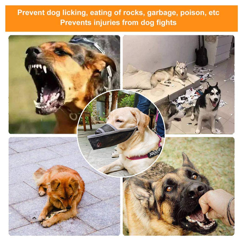 [Australia] - LUCKYPAW Dog Muzzle for Small Medium Large Dogs to Stop Barking Biting and Chewing, Air Mesh Breathable and Comfortable Fit XS Grey 