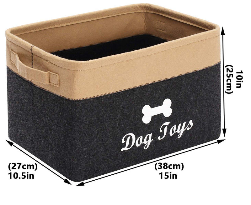 Xbopetda Fiber Felt Dog Storage Basket, Pet Toy and Accessory Storage Bin, Pet Bed, Pet Toy Box - Perfect for Organizing Dog Toys/Clothes/Blankets/Treats-Dark Grey/Khaki Dark Grey/Khaki - PawsPlanet Australia