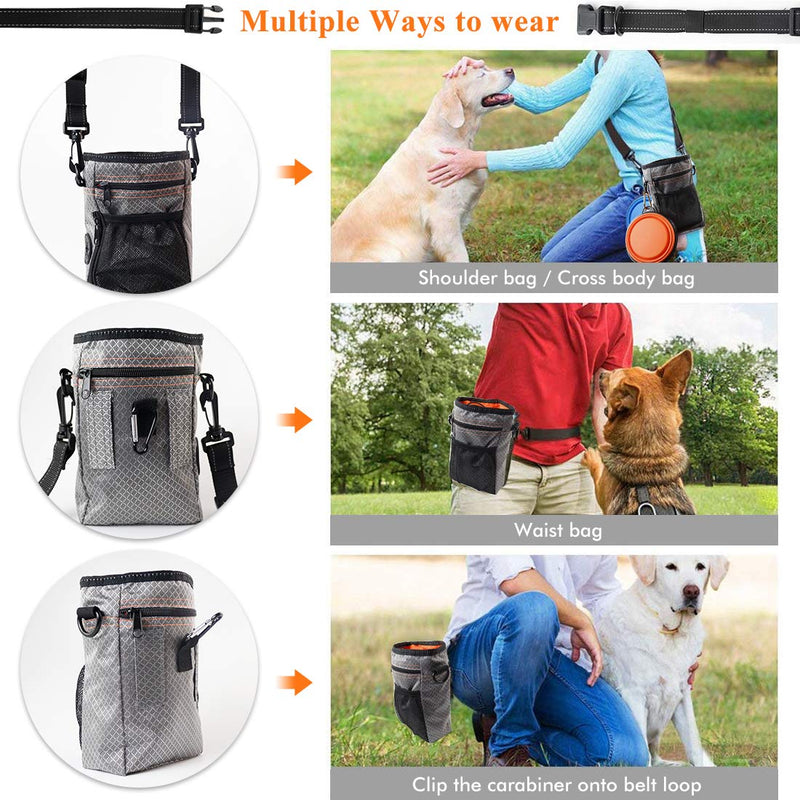 [Australia] - EDUPLINK Dog Treat Training Pouch Dog Training kit Large Capacity Easily Carries Pet Toys Kibble Treats Built-in Poop Bag Dispenser Easy to Clean Waterproof 4 Wearing Way 