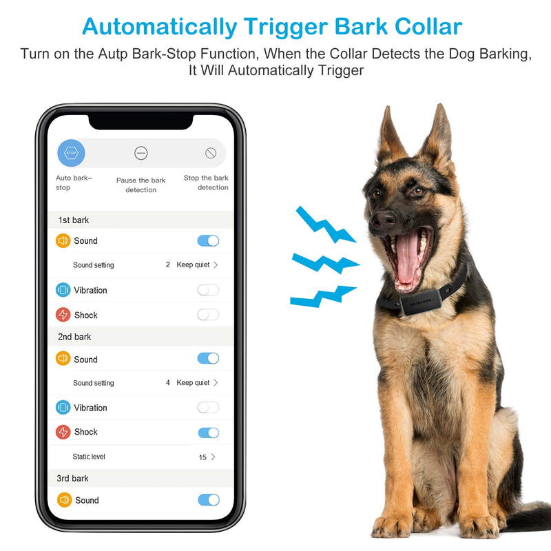 Dr.Trainer T1sPro Dog Training Collar - APP Custom Setting, Rechargeable Dog Shock Collar with Sound, Shock (0-99) and Vibration Modes, Waterproof Shock Collars for Dogs with Remote, 2300ft Long Range - PawsPlanet Australia