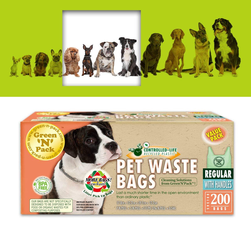 [Australia] - Green 'N' Pack Dog Waste Litter Bags (Easy-Tie Handles) 200-Count 